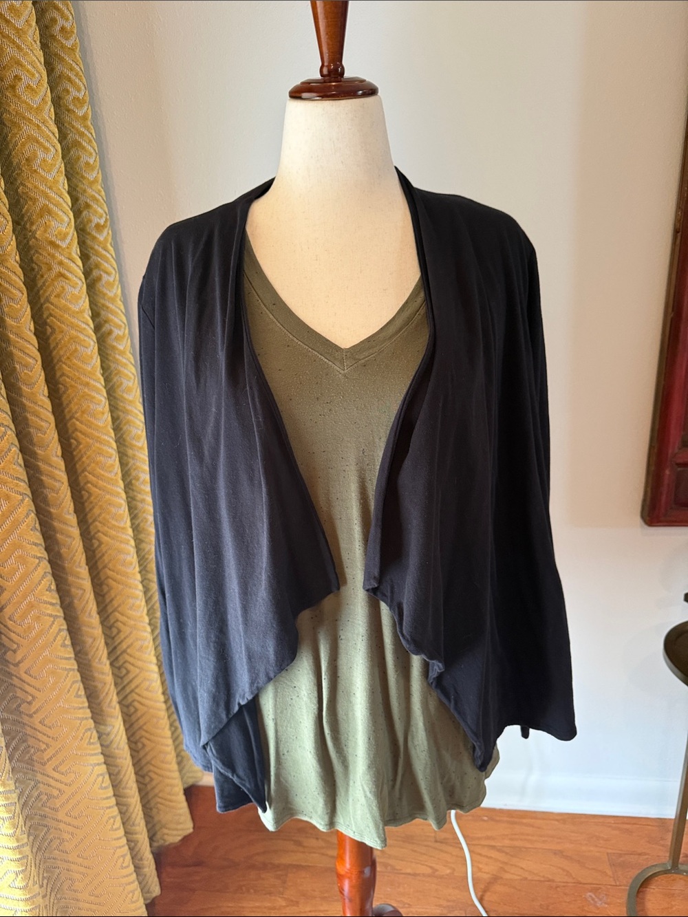 J. Crew Black Draped Open-Front Cardigan